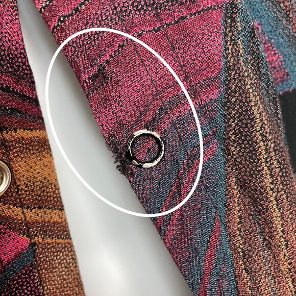 Vintage Blouse Graphic Pattern Handmade FLAWS Long Sleeve Fish Tail Secretary - Picture 9 of 13